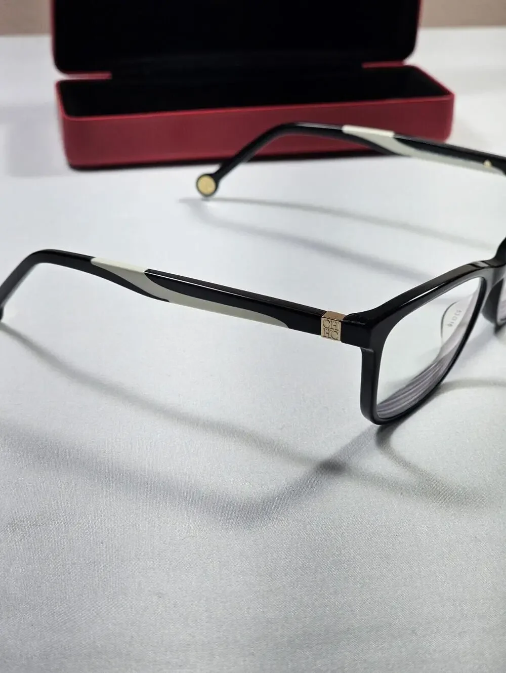 Carolina Herrera VHE771K Women's Glasses in Black / Ivory 53-16-135 With Case - Picture 2 of 10